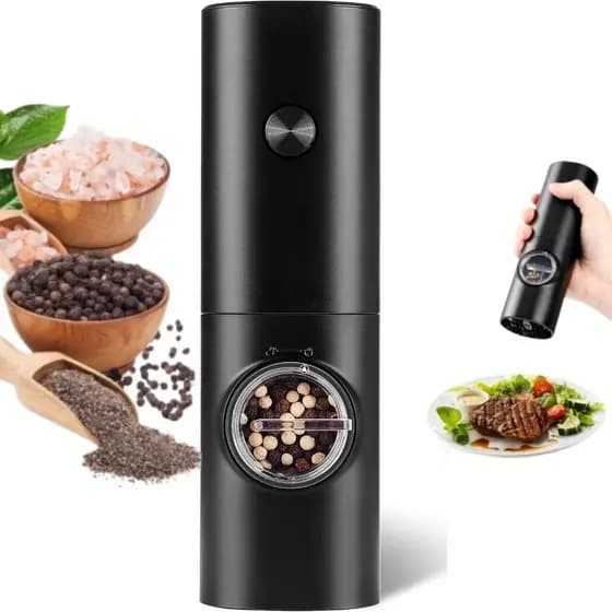 Moedor Elétrico De Sal Pimenta Temperos Condimentos Automático Com Ajuste de Moagem