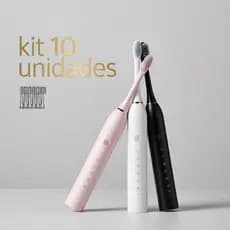 Kit 10 Escova de Dente Elétrica IPX7 Uso Diário com Refis Substituíveis Atlas
