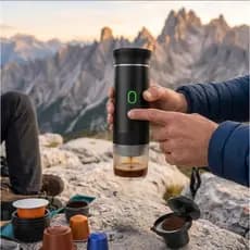Cafeteira Expresso Portátil 3 em 1 para Cápsulas e Café Moído Recarregável ATLAS
