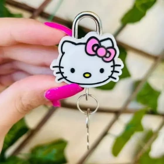Cadeado Fofo Kawaii Stitch / Hello Kitty com 2 Chaves ou Pet com senha -Para Diário, malas e Mochila