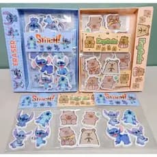 Kit 4 Borrachas Stitch ou Capivara | Papelaria Fofa Colecionável