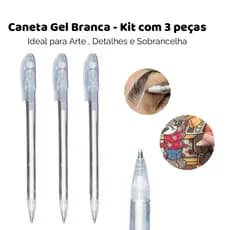 Disponível 1 peça ou Kit 3 Caneta Gel Branca  Ponta 0.6mm | Lettering, Desenho e Marcação