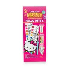 Bloco para Colorir com Aquarela Hello Kitty – 12 Desenhos + Pincel – Leo&Leo