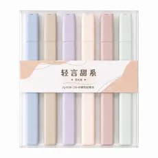 Kit Marca Texto Tons Pastéis 6 Cores JQ – Marca-Texto Fofo Escolar Para Estudar Bíblia e Resumos
