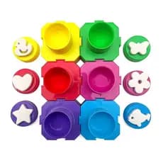 Tinta Guache Leo&Leo 6 Cores 20ml Lavável com Carimbo EVA | Kit Tinta Guache Infantil Escolar Potes Encaixáveis