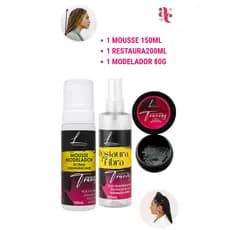 KIT RESTAURA  MOUSSE 150 ML + RESTAURA FIBRAS 200ML + PASTA MODELADORA BABY HAIR 80G