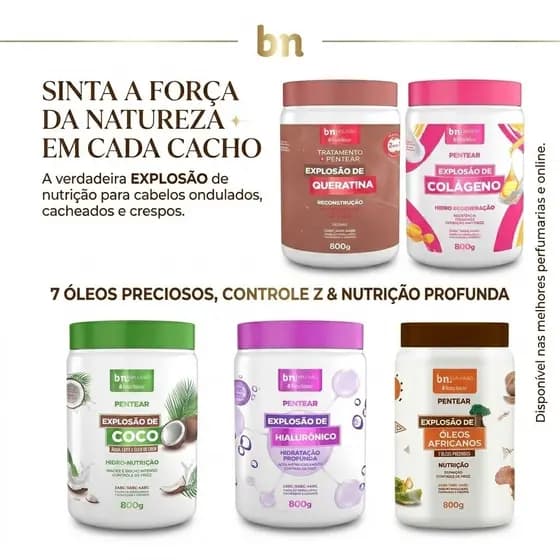 CREME DE PENTEAR LINHA EXPLOSÃO 800g – BELEZA NATURAL - ESCOLHA O SEU POTE