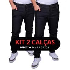 Kit 2 Calças Jeans Masculina Calca Trabalho Elastano Lycra