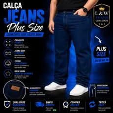 Calça Jeans Masculina Plus Size Com Elastano Idea Passeio & Trabalho