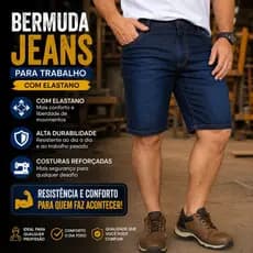 Bermudas Jeans Masculinas Com Elastano Conforto