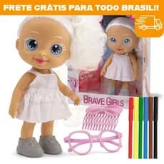 Boneca Brave Girls Artista Brinquedo com Acessórios Canetinhas Coloridas Para Pintar e Lavar