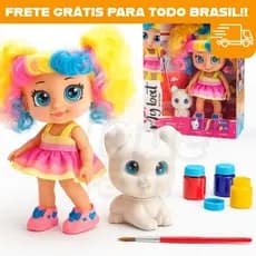 Boneca My Best Pintura De Cabelo Colorido Com Pet Para Colorir Tinta Brincadeira Criança
