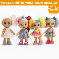 Boneca Fashion Infantil Colecionável com Cabelos Coloridos e Vestido Tecido Pintura Closet Surpresa