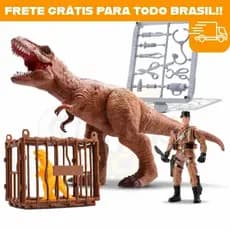 Dinopark T-rex Articulado Com Boneco Jaula Dinossauro De Brinquedos - Envio Imediato Bee Toys
