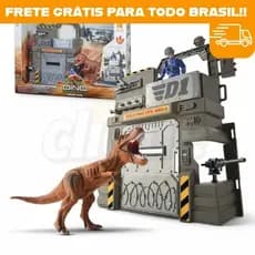 Brinquedo Dino Squad Base Militar com Dinossauro Soldado e Acessórios Ação Infantil