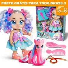 Boneca My Best Unicórnio De Cabelo Colorido Com Acessório Para Pentear
