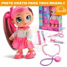 Boneca Médica Brave Girls Camille com Estetoscópio Seringa Acessórios Brinquedo Infantil