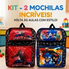 Kit 2 Mochilas Masculino Infantis Escolar Costas Personagens Resistente