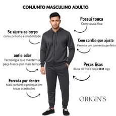 Conjunto De Inverno Adulto Blusa Mais Calça, Forrada Não Amassa Slim Fit