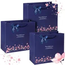 [Diretamente do Japão]Conjunto de 3 sacolas de papel para presentes, sacolas de mão, grande capacidade, elegantes.quant