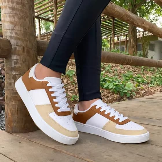 Tênis Casual Feminino Masculino Barato Caramelo Confortável Unissex Dia a Dia 34 ao 43 - Promoção