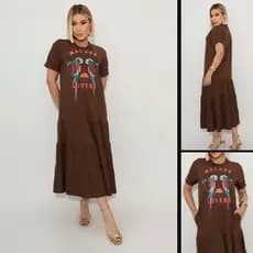 Vestido Feminino Longo Estampado 100% Algodão Casual