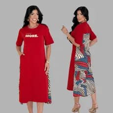 Vestido Feminino Elegante Estampado Confortável Soltinho 100% Algodão Alta Qualidade