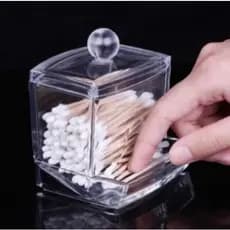 Porta Cotonete Organizador Acrílico Com Abertura e Porta Algodão utensílios para limpeza de pele
