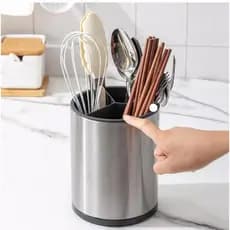 Escorredor Porta Talheres Inox Giratório 360° Organizador de Cozinha Bancada