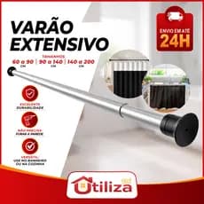 Varão Extensível Ajustável 60 a 90cm, 90 a 1,40m e 1,20 a 2m - Cortina Box e Cabides
