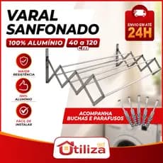 Varal Sanfonado Retratil ALUMINIO 40cm 60cm 80cm 100cm 120cm
