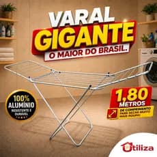 Varal P/ Roupas De Chão GIGANTE 100% ALUMÍNIO Grande Reforçado Com Abas Dobrável e Resistente