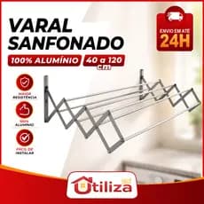 Varal de Roupa Retrátil Parede Sanfonado 100% Alumínio Vários Tamanhos de 40 a 120cm