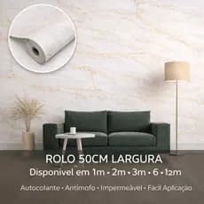 Papel de Parede Adesivo Mármore Branco Dourado Lavável Impermeável Cozinha Sala Quarto 50cm