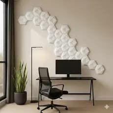 Revestimento Decorativo 3D Hexagonal REVO VERTEX – Kit 5 Peças Modular, Fácil Instalação
