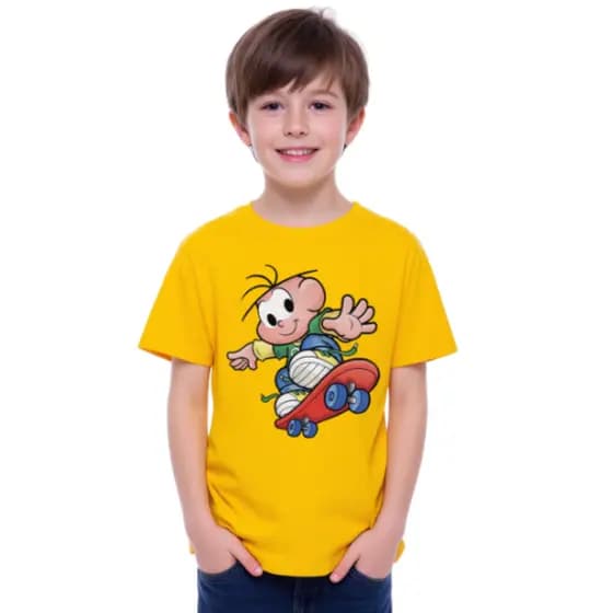 Camiseta Masculina Infantil Cebolinha 100% Algodão Leve Passeio e Diversão