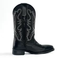 BOTA TEXANA FEMININA PRETA MODELO FÊNIX BICO QUADRADO COM ZIPER KPTXFNX