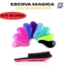 KIT 15 - Escovas Mágicas Para Todos Os Cabelos - Anti Frizz- Magic Brush