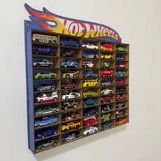Prateleira Expositor Porta Miniaturas Carrinhos Hot Wheels Enfeite De Sala Mdf Adesivado