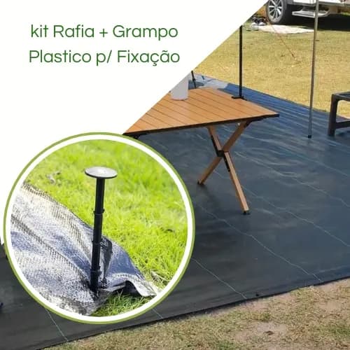 Rafia piso Barraca 3,40 Largura + 10 Grampos Haste Plástico para Fixação Camping Acampamento