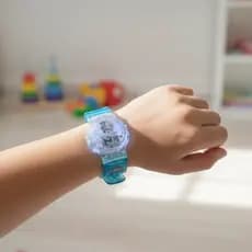 Relógio De moda infantil para Criança modelo Frozen Azul Com Luz Led e musical