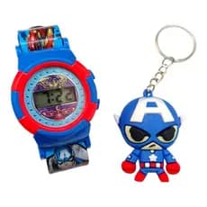 Kit 1 Relógio Infantil Capitão América + 1 Chaveiro Capitao America kit de festas para presentes lembrancinhas