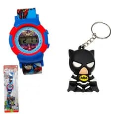 kit 1 Relogio + Chaveiro do Batmam Liga Da Justiça kit infantil para criança Presente De Aniversario-Lembrança