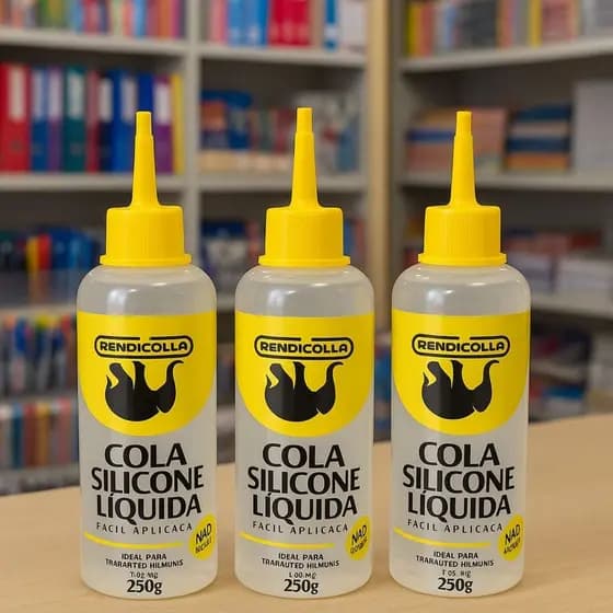 Kit com 3 Colas Silicone Líquida Rendicolla 250g  Alta Fixação e Fácil Aplicação