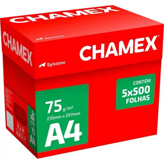 Chamex 2500 Folhas Papel sulfite A4 75g 210x297 Pacotes