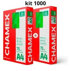 Kit 1000 Folhas de Papel Sulfite Oficio A4  Resma  Chamex Branco