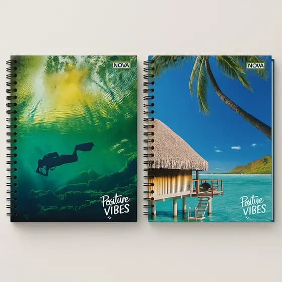 Caderno 1/4  Pequeno Capa Dura 192 Folhas Positive Vibes Sortido