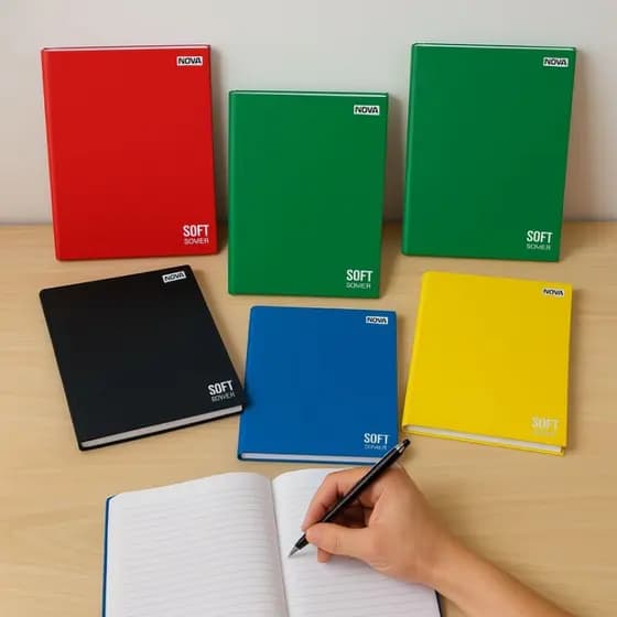 Kit com 1,2,3 e 4 Caderno Brochura 1/4 Pequeno 96 Folhas Capa Dura Soft Book