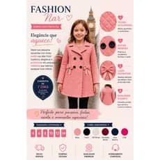 Sobretudo Infantil Feminino Menina – Casaco Quentinho, Fofo e Elegante!