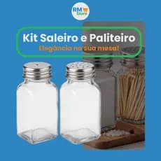 Kit Saleiro e Paliteiro de Mesa em Vidro 70ml – Mais Praticidade e Elegância na Sua Cozinha!